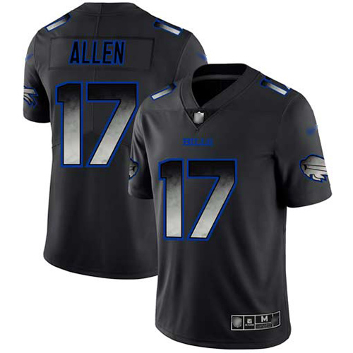 Men Buffalo Bills #17 Josh Allen Limited Black Smoke Fashion NFL Jersey